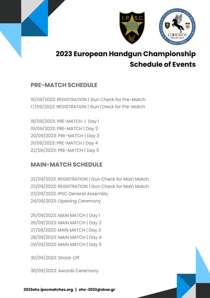 Timeplan EM Handgun 2023